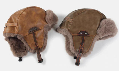 Bomber Hat New PU Leather Winter Hats for Men Women Waterproof Snow Ski Trapper Earflap Cap Male Female Russian Fur Hats