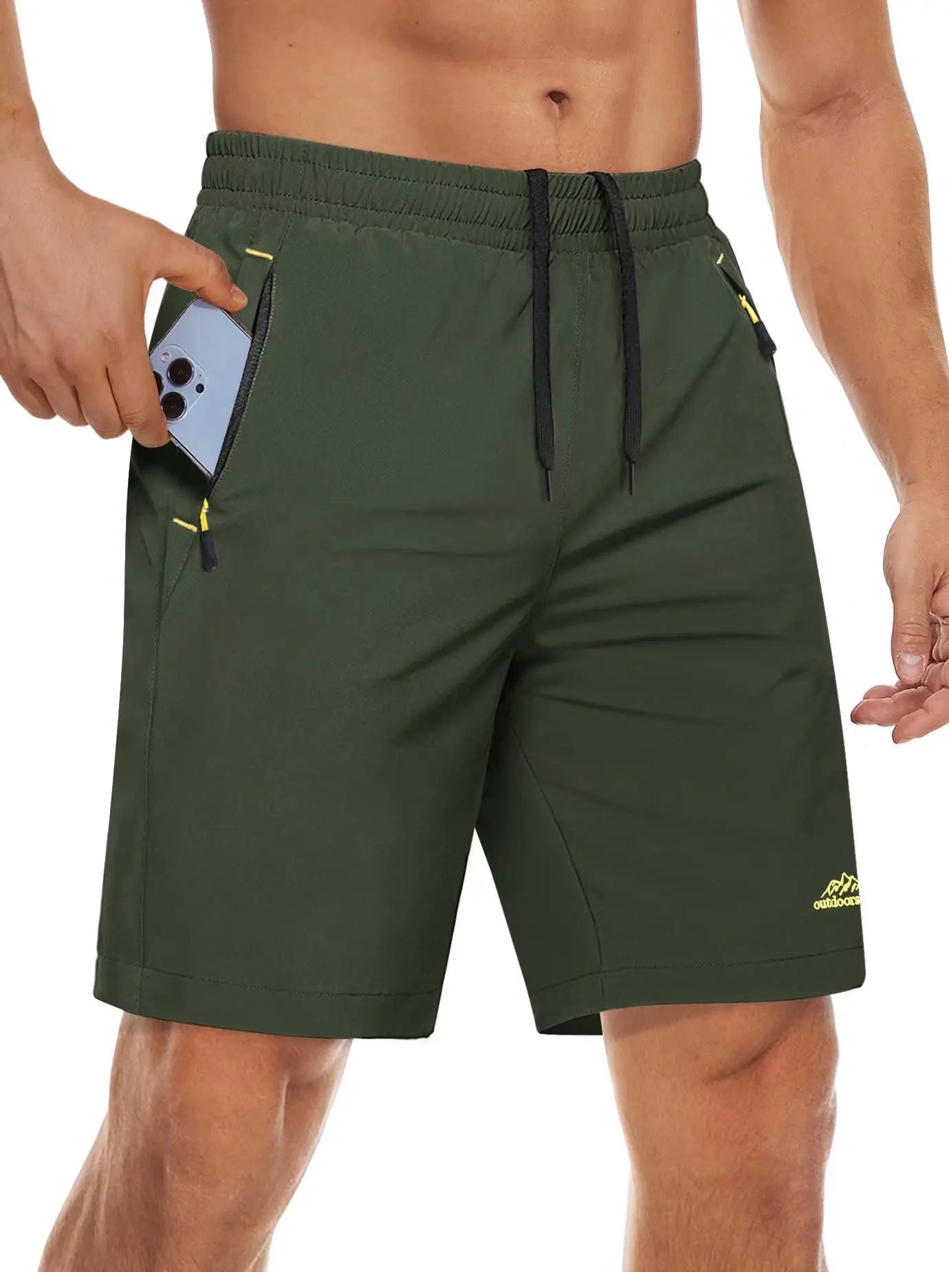 Quick Dry Athletic Shorts with Zipper Pockets Men's Summer Running Shorts Gym Training Workout Fitness Hiking Shorts