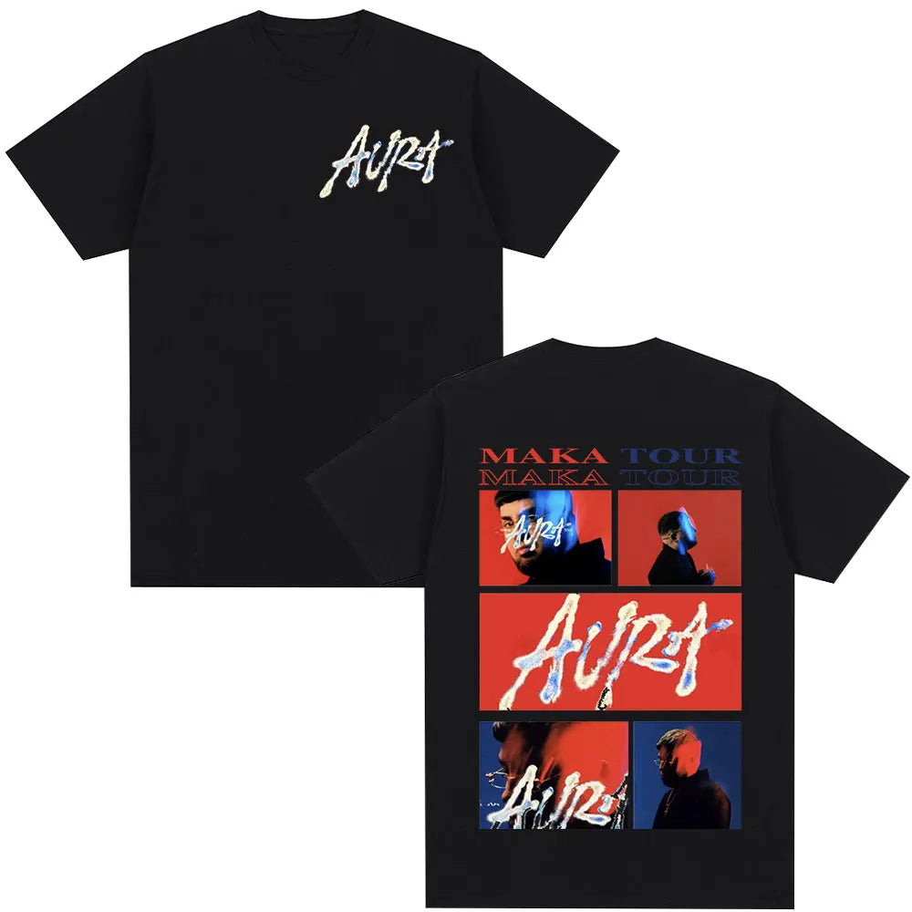 Rapper Maka Aura 2025 Tour Merch T Shirts Men Women Fashion Vintage Street T-shirt Casual Cotton Short Sleeve T Shirt Streetwear