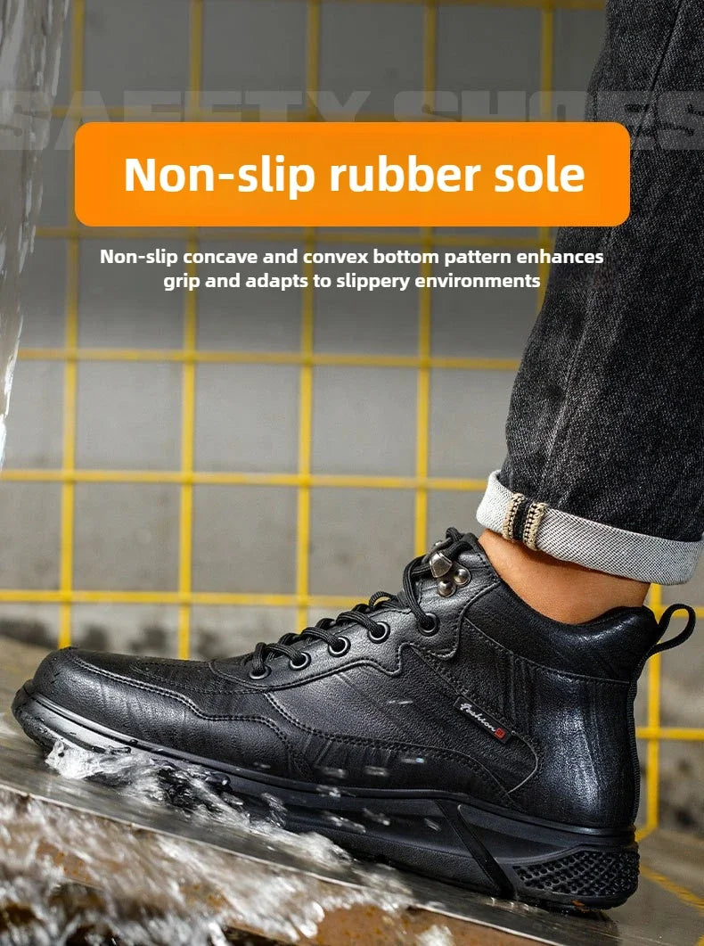 Comfortable safety sneaker for men winter anti-slip boots man construction indestructible black work boots steel nose work shoes