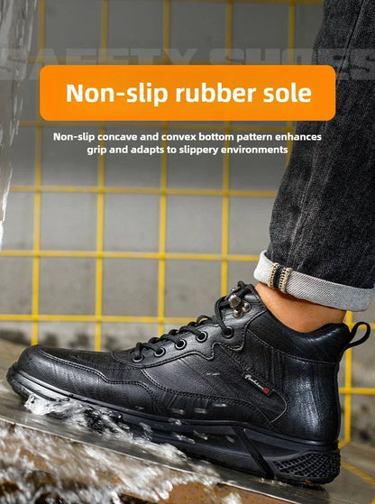 Comfortable safety sneaker for men winter anti-slip boots man construction indestructible black work boots steel nose work shoes