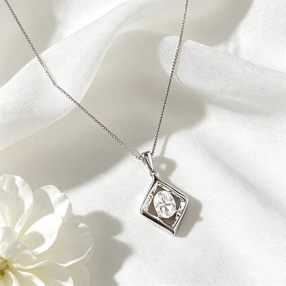 1.5CT Oval Cut Certified Moissanite Necklace Pendant for Women Doveggs Girls Jewelry Lab Diamond Chain Pure 925 Silver