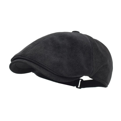 Autumn Winter Faux Leather Cap Newsboy Cap Hat Men Women Casual Beret Solid Cap PU  Leather Flat Caps Vintage