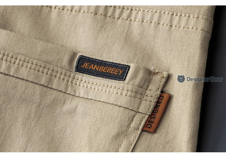 Brand Clothing Spring Summer Men's Casual Pants 97%Cotton Straight Solid Color Business Leisure Long Trousers Khaki Grey Blue