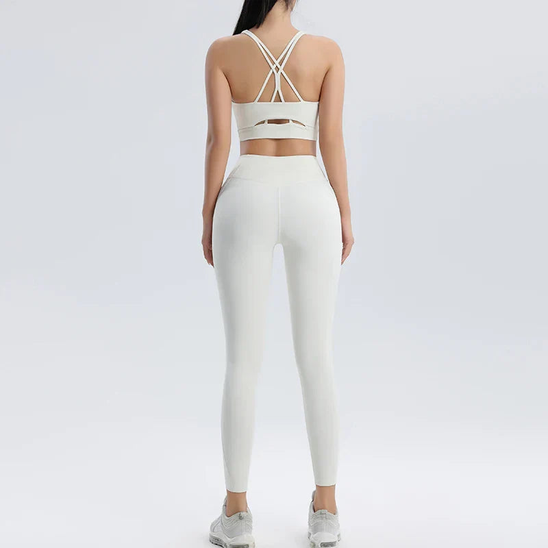 Women's Gym Two Piece Set Yoga Bra Underwear Tight Training Pants Bottom Pants Fitness Clothing Fitness Pants Set Exercise Set