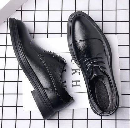 Men's Genuine Leather Oxfords Pointed Toe Lace Up Dress Shoes British Style Business Wedding Casual Footwear for Spring Autumn