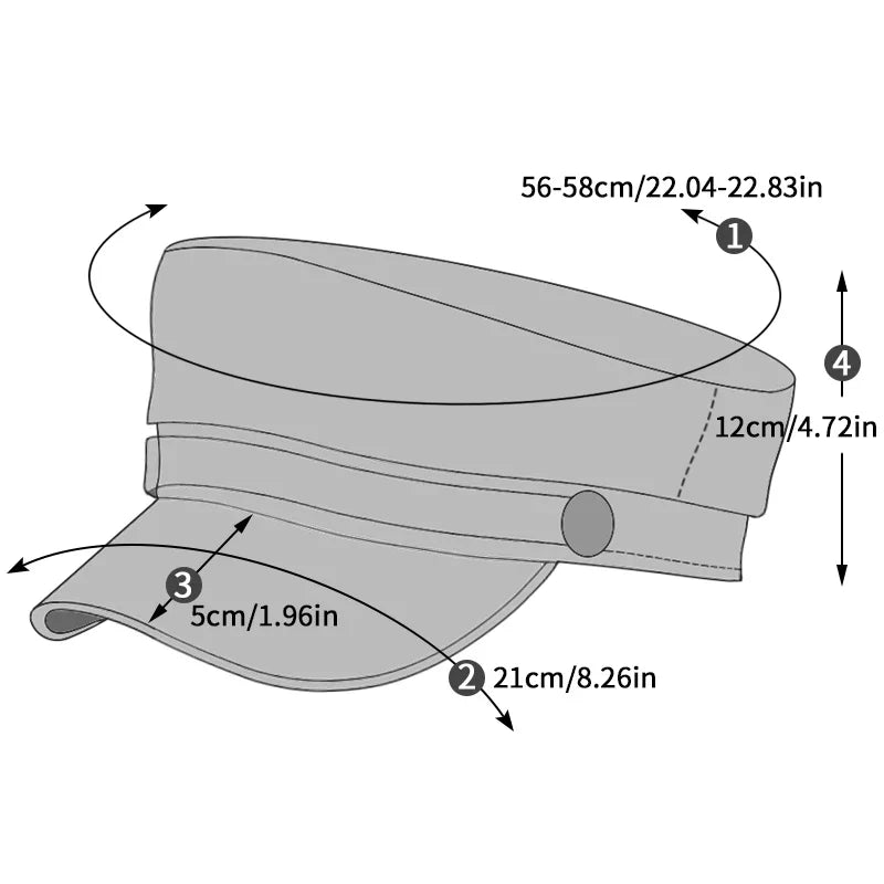Pu Leathe Solid Color Army Cap Spring and Autumn Outdoor Casual Adult Sun Hats Hip Hop Hat Sunscreen Hat Sports Cap