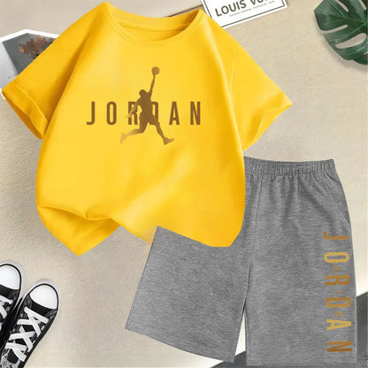 Summer Brand Sport Printed Children's Set Short Sleeve T-shirt Set Shorts 2pcs Set Kids Boy Girl Fashion Clothing Outfits