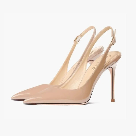 2026Summer Fashion Buckle Women's High Heels 10cm New Open Heel Party Dress Designer Pointed Toe Casual Sandals Zapatillas Mujer
