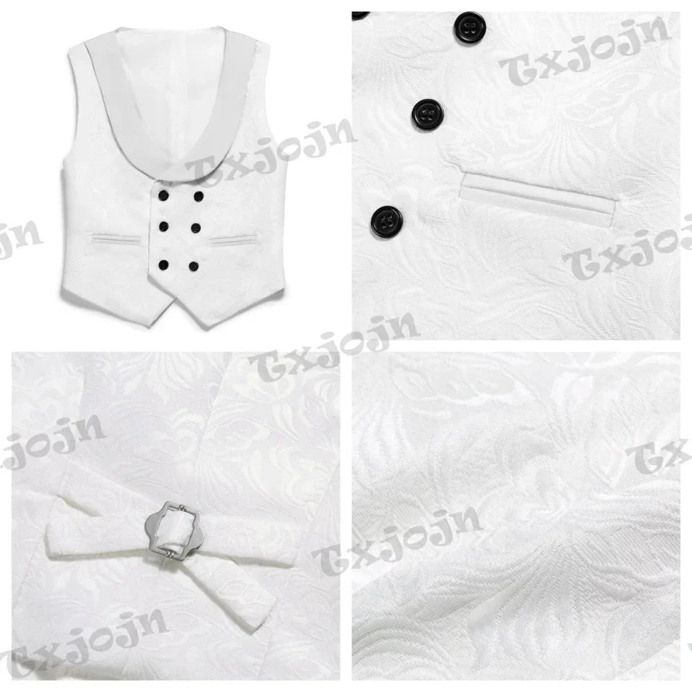 Jacquard High Quality Suit Set 4 Pieces For Kids Piano Performance Handsome Formal Boys Suits Wedding Guest Clothes 3-14T