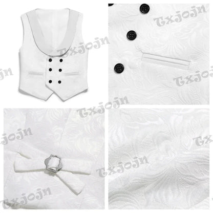 Jacquard High Quality Suit Set 4 Pieces For Kids Piano Performance Handsome Formal Boys Suits Wedding Guest Clothes 3-14T