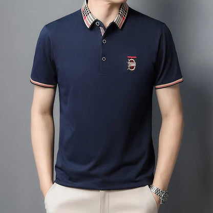 Men's Summer New Embroidered Short Sleeved Polo Shirt Luxury Brand Trendy Casual Lapel T-Shirt Breathable Top Men's Clothing