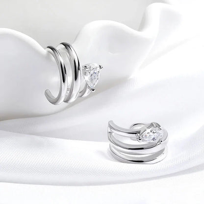 18K Plated Certified Full Moissanite Clip Earrings for Women Pear Cut Pure 925 Silver Lab Diamond Jewelry Wholesale