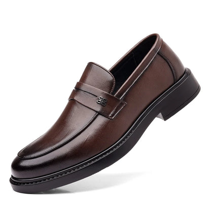 Mens Black Penny Loafers With Perforated Detail Slip On Comfortable Breathable Dress Shoes For Business Office And Summer Wear