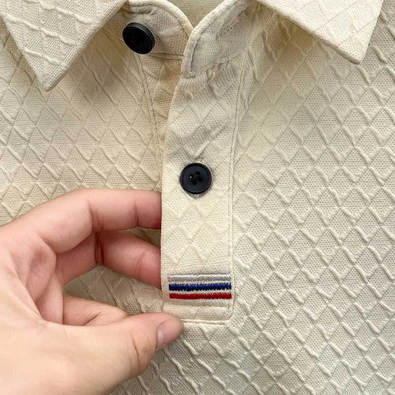 luxury brand men's new high quality long sleeves Polo shirt lapel embroidery jacquard T-shirt business fashion leisure Mens wear