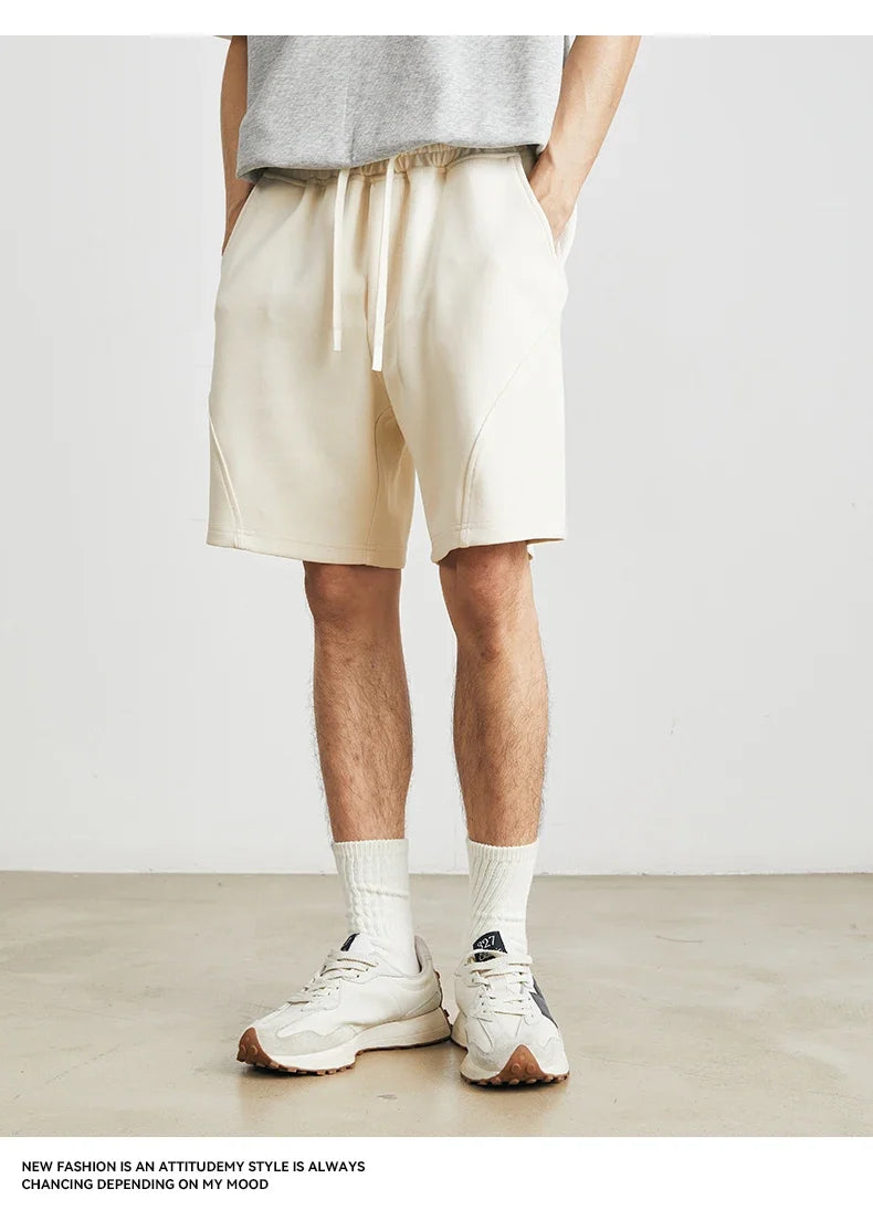 Men's Summer New American Casual Shorts Straight Loose Five-point Pants Solid Color Drawstring Pocket Micro-elastic Sports Pants