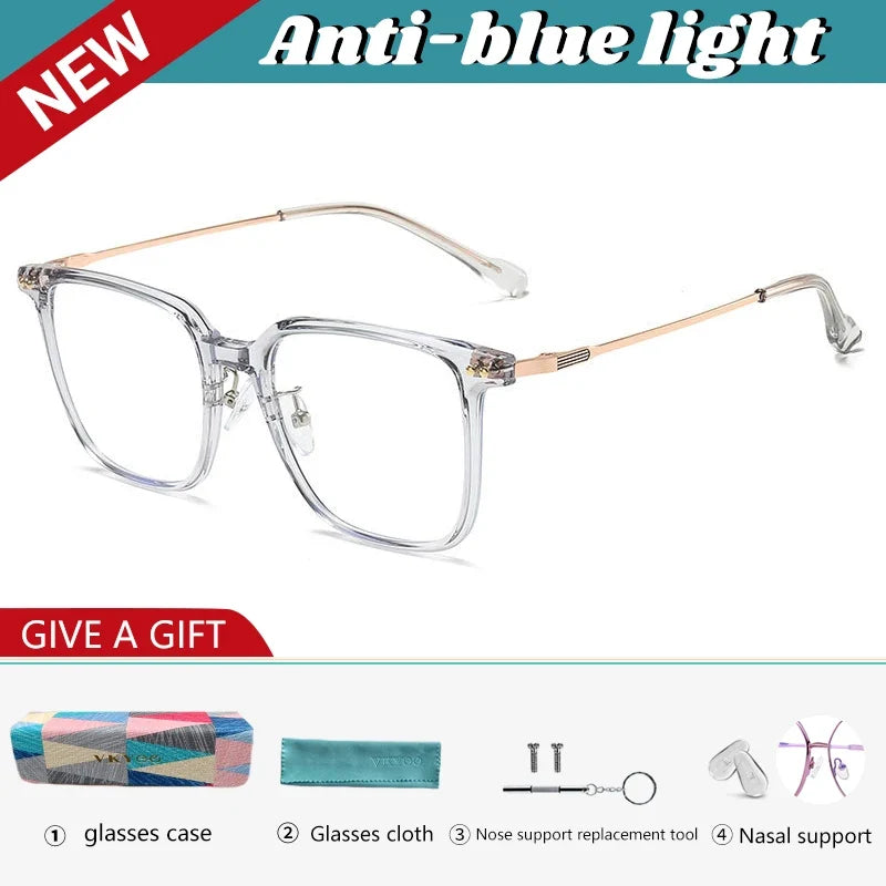 Simple Fashion Large Frame Geometric Square Glasses Can Be Customized Prescription Anti-blue Light Glasses Reading Glasses