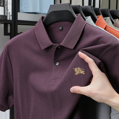 100% high-quality pure cotton men's summer polo T-shirt popular business commuting breathable cozy exquisite luxurious embroider