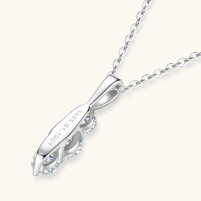 Certified D Color Three Stone Moissanite Pendant Necklace Collar Plata 925 Sterling Silver Necklaces for Women Jewelry
