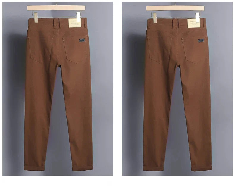 2025 Spring Autumn New Men's Clothing Slim Jeans Fashion Brown Business Casual Stretch Denim Pants Male Brand Trousers 28-44