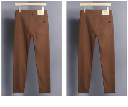 5 Colors Spring Autumn New Men's Clothing Slim Jeans Fashion Brown Business Casual Stretch Denim Pants Male Brand Trousers