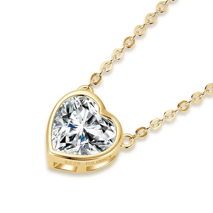Certified 2.0CT Heart Cut Moissanite Pendant Necklace 925 Sterling Silver Necklaces for Valentine's Day Jewelry Gift