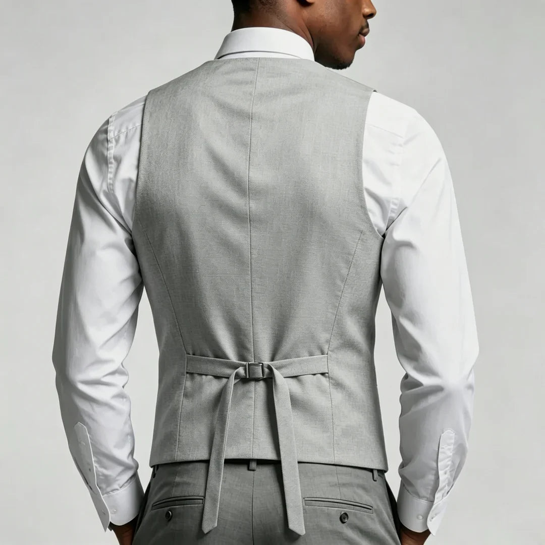Men Vest Gray Solid Double Breasted Waistcoat For Wedding Groom Banquet Party Business Work Office Casual Daily Men Suit Vest