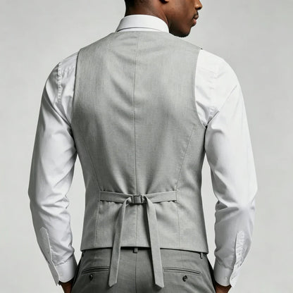 Men Vest Gray Solid Double Breasted Waistcoat For Wedding Groom Banquet Party Business Work Office Casual Daily Men Suit Vest