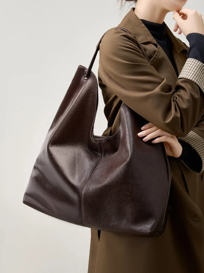 New Women's Large Capacity Genuine Leather Handbag Fashion Single Shoulder Underarm Bag for Ladies Commuting Stylish Girls Bag
