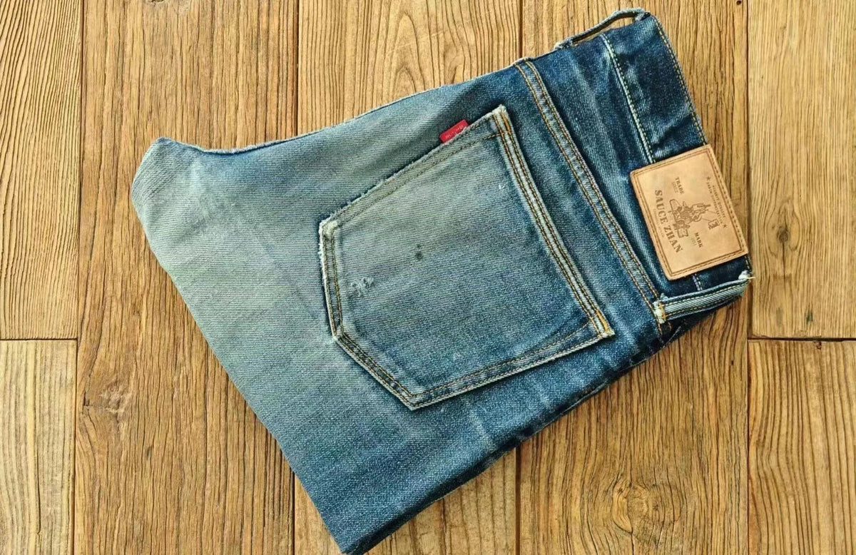 Mens Jeans Sanforized  Selvedge Denim Jeans for man Indigo and Black Jeans Zipper Fly Slim Fit