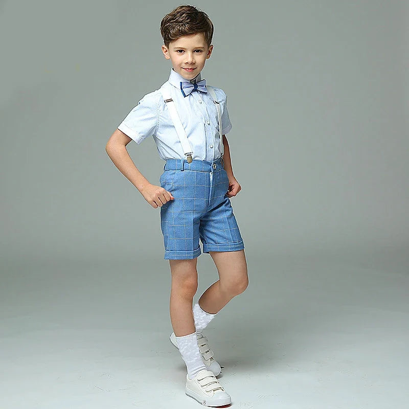 Child Photography Suit Children Teenager Costume Kids Vest Shirt Pants Bowtie 4PCS Formal Suit 2022 Boys Summer Wedding Suit