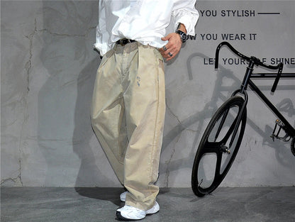 ‌Japanese Premium Vintage Distressed Paint Splash Cargo Pants Men Streetwear Loose Casual Straight Leg Haram Trousers Trendy