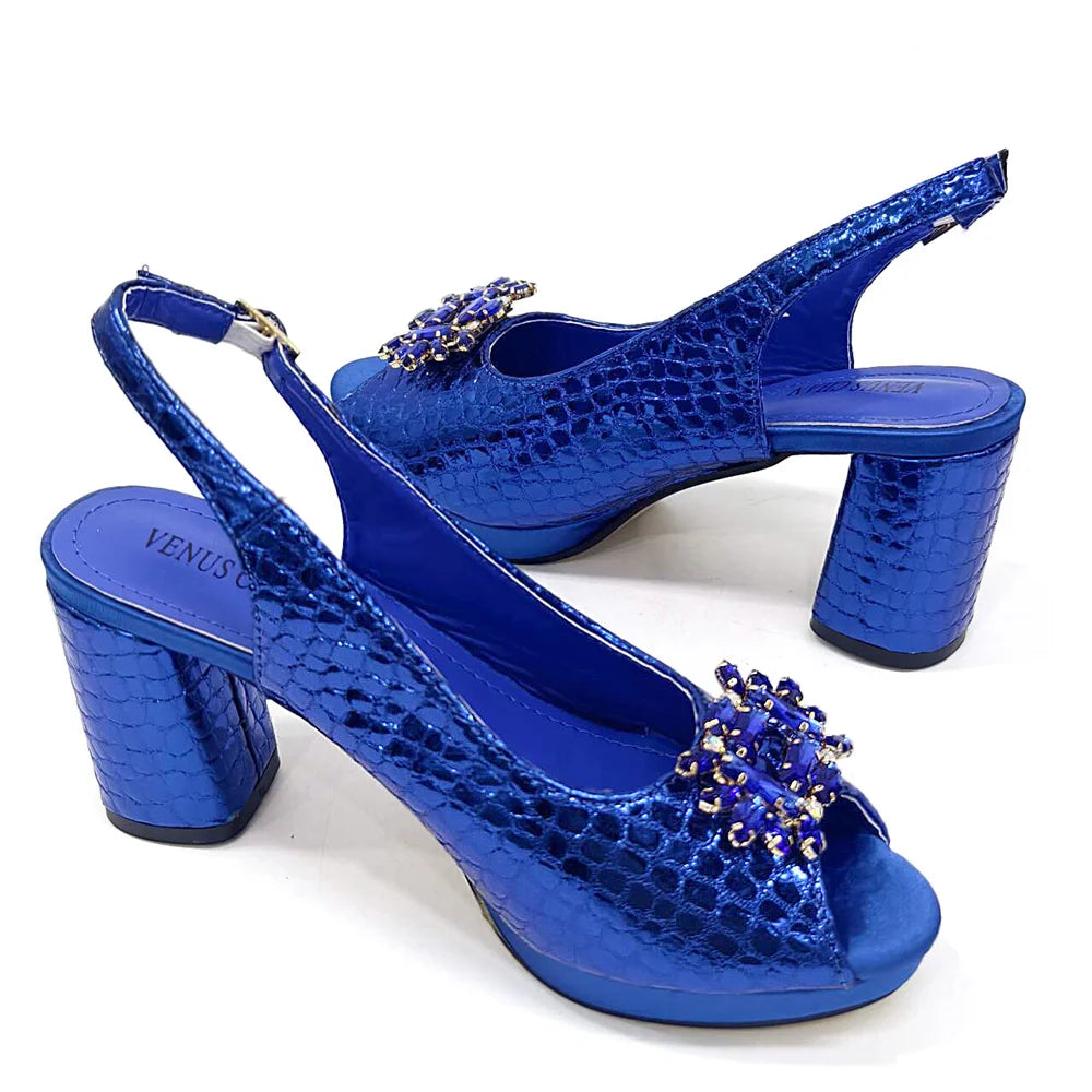 Italian Shoes and Bags Matching Set 2024 Women Heel Party for Silver Colour Italian Design Wedding Bigger Size Shoes