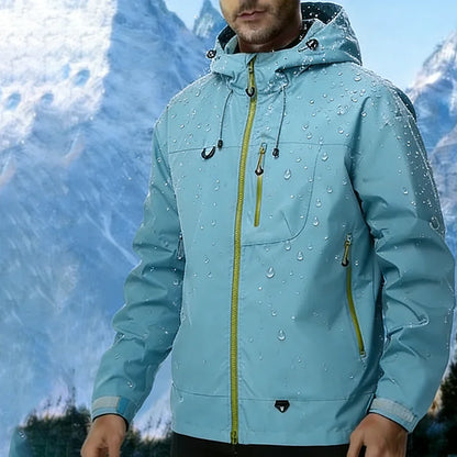 Men's Outdoor Jacket Waterproof Windbreaker Sports Climbing Trekking Multiple Pockets Skiing Softshell Zipper Hooded Jackets