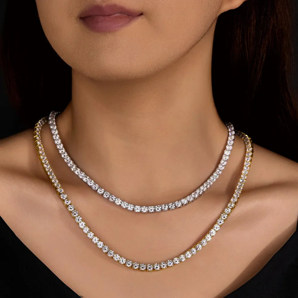 Certified GRA Moissanite Tennis Necklace 3/4/5/6mm Solid 925 Sterling Silver Diamond Tennis Necklaces for Women Man