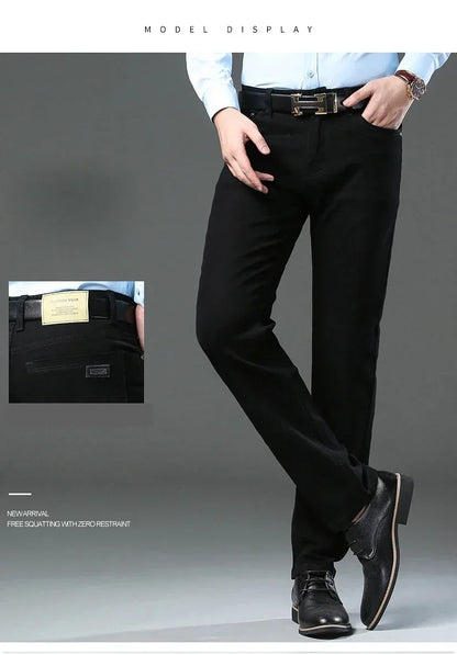Large Size 42 44 Autumn 98% Cotton Men's Stretch Slim Jeans ArmyGreen Soft Comfortable Casual Straight Denim Pants Trousers