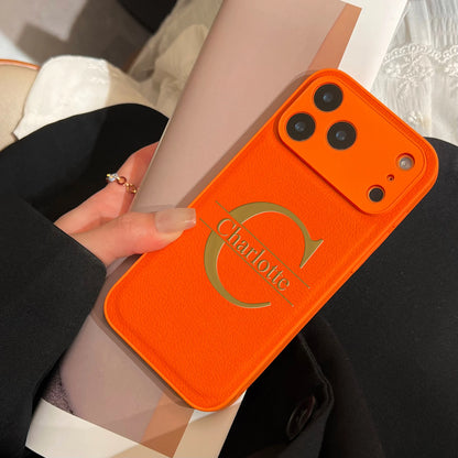 Custom Capital Letters Name Artificial Leather Multicolored Phone Case Gift For iPhone 17 16 15 14 13 12 11 Pro Max 17 Air Plus