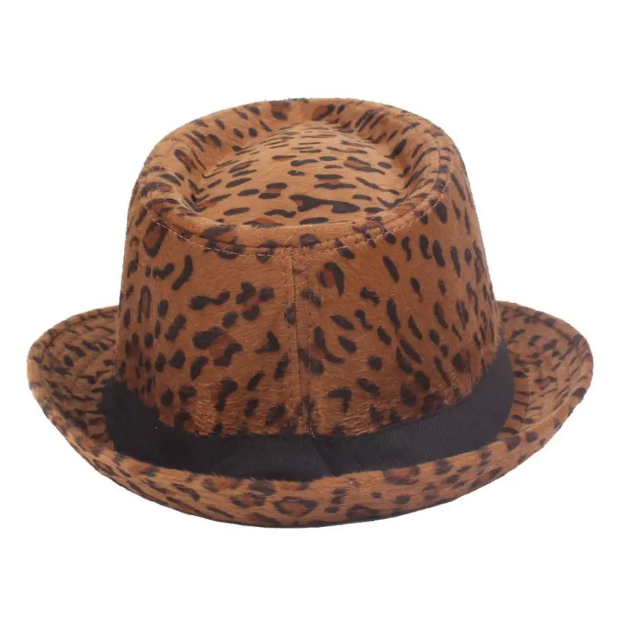 Autumn Winter Women's Fashion Top Hat Sexy Fashion Jazz Hat British Retro Gentleman Hat Men Leopard Animal Fedoras Top Party Hat