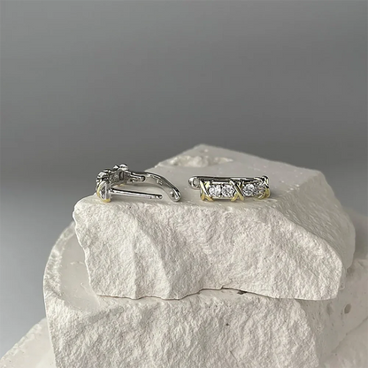 X-Shape Yellow Gold Cross Moissanite Diamond Hoop Earrings for Women 925 Sterling Silver Plated 18k Gold U-shaped Ear Buckle