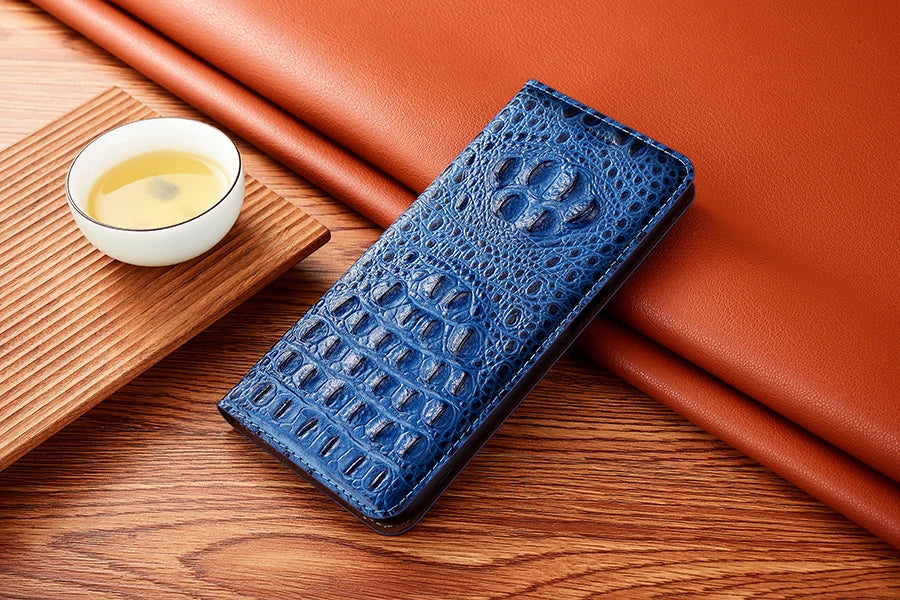 Crocodile Genuine Leather Magnetic Flip Case For iPhone 16 16e 15 14 11 12 13 Pro X XS Max Plus Mini SE 2025 All-inclusive Cover
