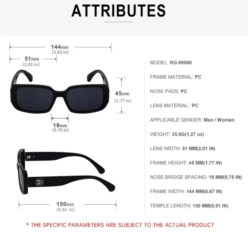 New Luxury Designer UV400 Sun Glasses for Women Men Trendy Rectangle Sunglasses Ladies Retro Fashion Cool Gafas De Sol Sunglass