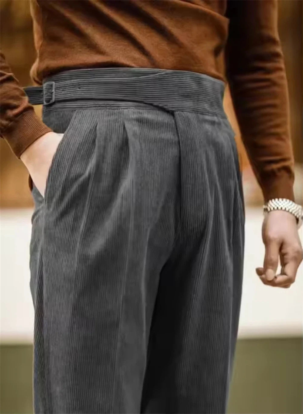 Corduroy Men's Pants Cotton Solid Color Slim fit Winter Suit Pants Men's Suit Pants Tall Autumn Office Trousers