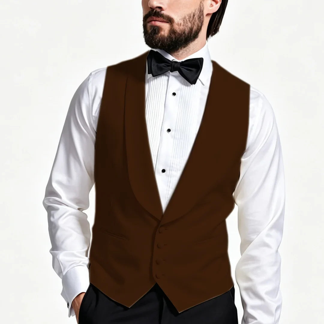 Men Vest Ivory With Lapel Single Breasted Solid Waistcoat For Wedding Banquet Business Work Office Casual Daily Men Suit Vest