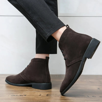 Leather Men Ankle Chelsea Boots Men Work Shoes Pointed Toe Leisure Boots for Male Casual Motorcycle Boots Botas Plus Size 38-48