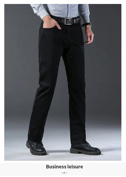 2026 Classic Men Straight Jeans Homme Pantalon Streetwear Soft Black Blue Masculino Denim Mans Pants