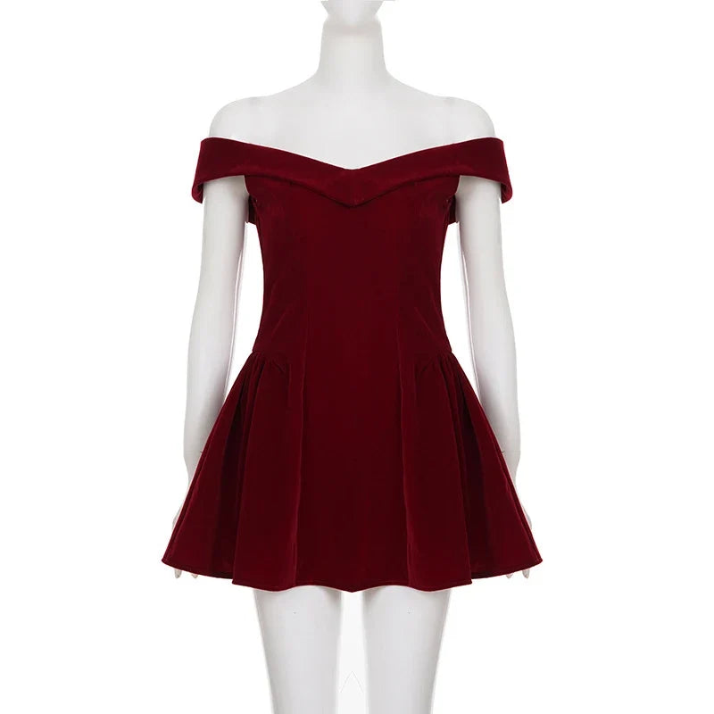Fashion Red Bowknot Mini Dress Straps Square Collar Sleeveless Backless Vintage Cute Ladies Slim Party Short A-line Dresses