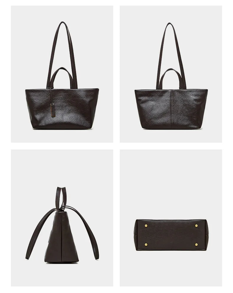 Luxury Women's Shoulder Bag Soft Leather Large Capacity Square Fashion Tote Bag Korean Fashionable Handbag Shopping Underarm Bag