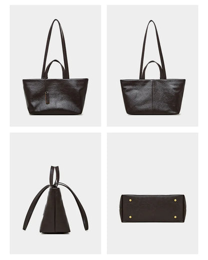 Luxury Women's Shoulder Bag Soft Leather Large Capacity Square Fashion Tote Bag Korean Fashionable Handbag Shopping Underarm Bag