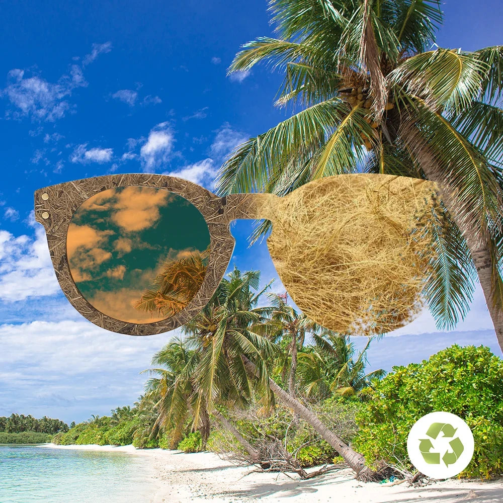 Brand coconut fiber sunglasses Eco-friendly  new wood,made  polarized UV400 protection natural degradation glasses 8242