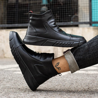 Fashion 2025 Black Leather Safety Work Shoes for Men Indestructible Steel Toe Cap Anti Nail Anti Slip Male Boots Footwear